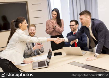 Business people working together in modern office