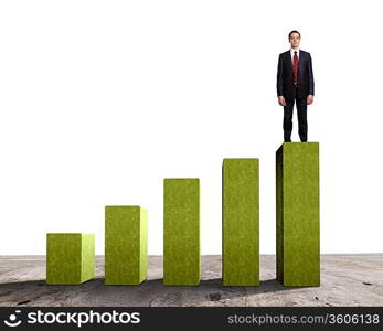 Business person on a graph, representing success and growth