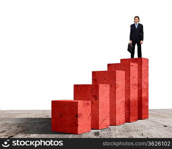 Business person on a graph, representing success and growth