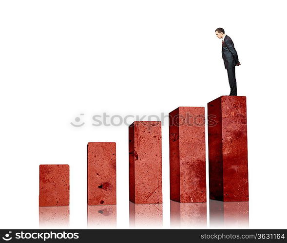 Business person on a graph, representing success and growth