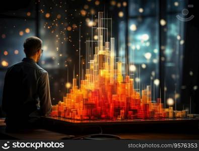 business perspective strategy chart, Candle stick of stock market or forex trading in perspective graphic design for financial investment concept
