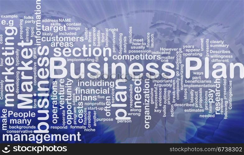 Business plan background concept. Background concept wordcloud illustration of business plan international