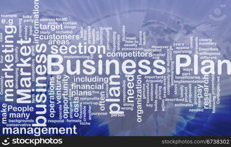 Business plan background concept. Background concept wordcloud illustration of business plan international