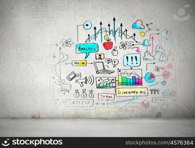 Business plan image. Business plan image with collage hand drawings