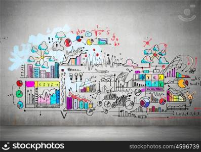 Business plan image. Business plan image with collage hand drawings