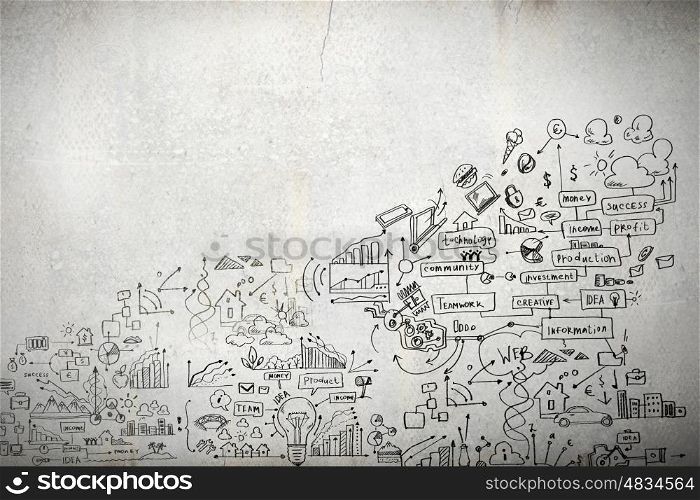 Business plan image. Business plan image with collage hand drawings