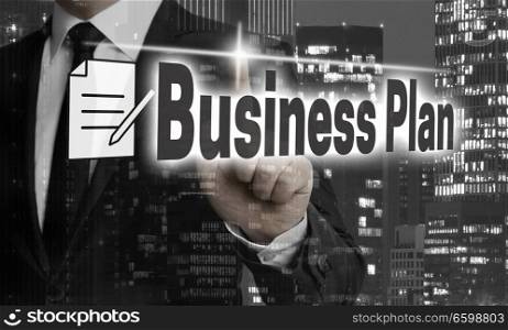 Business plan is shown by businessman concept.. Business plan is shown by businessman concept
