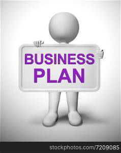 Business plan or planning is important for corporate growth. A strategy with foresight for prosperity and success - 3d illustration. Business Plan Sign Showing Mission And Organizing