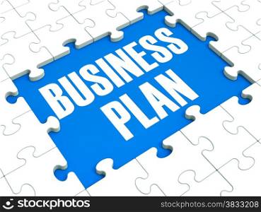 . Business Plan Puzzle Shows Business Strategies And Goals