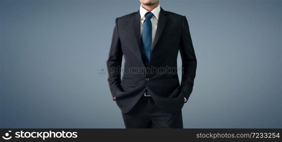 Business portrait of handsome man in a black suit