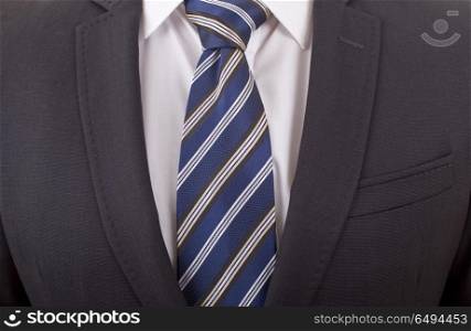 Business Power, Detail closeup - jacket men&rsquo;s, shirt with a blue tie. necktie