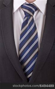 Business Power, Detail closeup, jacket men&rsquo;s, shirt with a blue tie. necktie