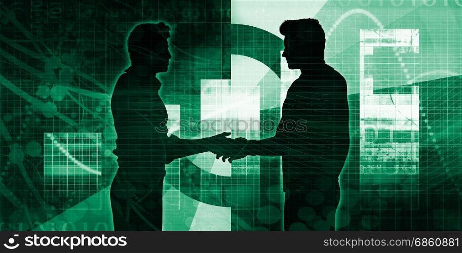 Business Presentation Background with Two Men Shaking Hands. Business Presentation Background