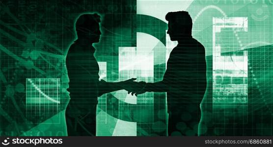 Business Presentation Background with Two Men Shaking Hands. Business Presentation Background