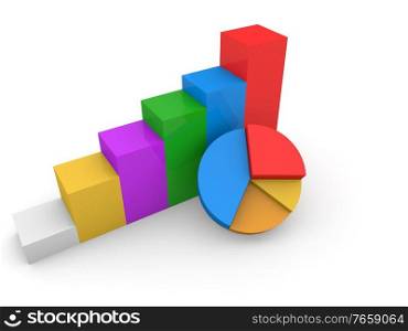 Business profit growth chart on white background. 3d render illustration.. Business profit growth chart on white background. 