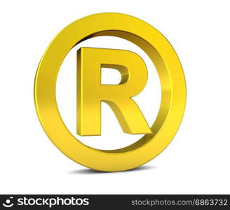 Business registered trademark golden sign and symbol 3D illustration icon on white background.