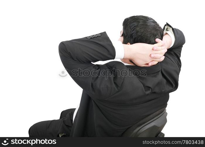 Business relaxation of the businessman. Isolated over white background