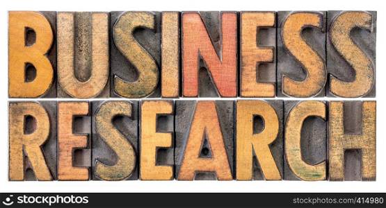 business research -isolated word abstract in vintage letterpress wood type