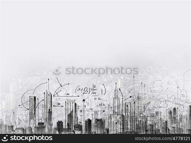 Business sketch. Background image with business sketches and strategy concepts