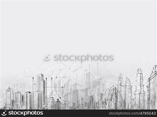 Business sketch. Background image with business sketches and strategy concepts