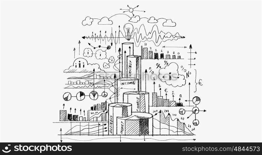 Business sketch. Business plan sketch against white blank background