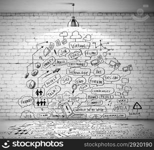 Business sketch on wall