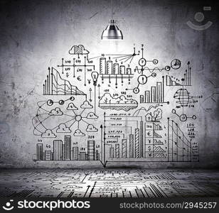 Business sketch on wall
