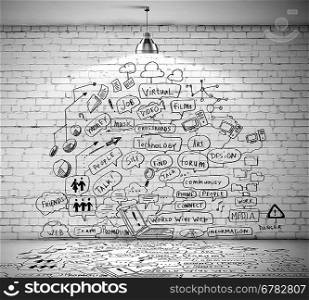 Business sketch on wall