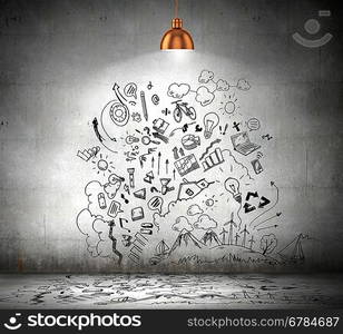 Business sketch on wall