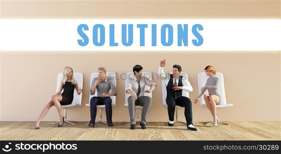 Business Solutions Being Discussed in a Group Meeting. Business Solutions