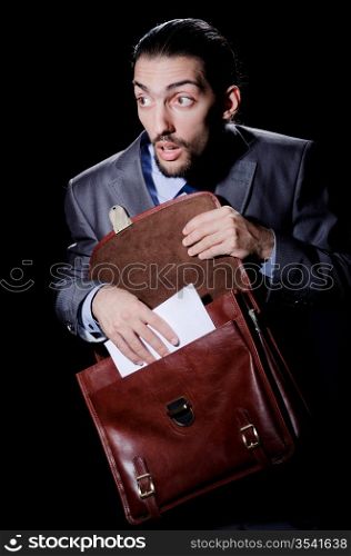 Business spy with briefcase