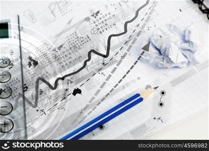 Business still life. Business concept with stationary staff on table