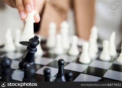 Business Strategic Formation in the chess game king is checkmated game over.