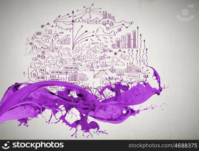 Business strategy. Background conceptual image with business sketches on wall