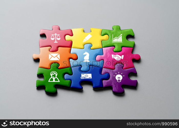 Business & strategy colorful puzzle