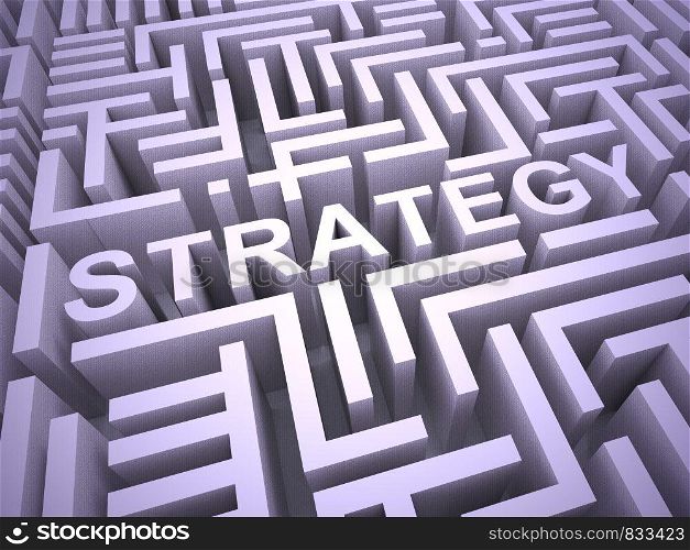Business strategy concept icon means an overall plan of operation. Tactics and approach for prosperity and success - 3d illustration