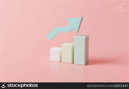 Business strategy concept on pink pastel background. Business financials, leadership, direction and growth, planning. SEO Optimization, web analytics and marketing concept. 3d rendering illustration