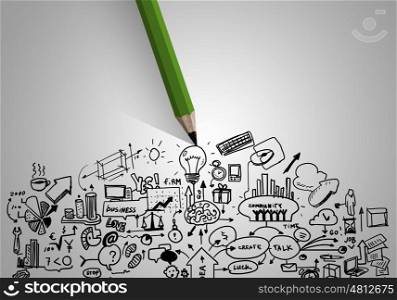 Business strategy. Planning concept with pencil drawing business strategy sketches