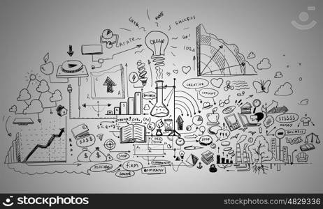 Business strategy. Planning concept with pencil drawing business strategy sketches