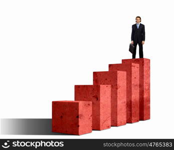Business Success. Business person on a graph, representing success and growth