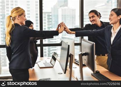 Business team friendships communication in office happy project success marketing development