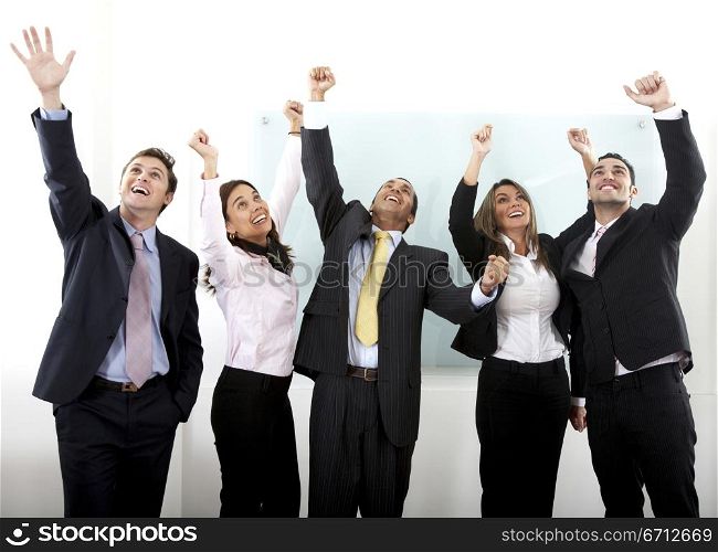 business team happy with their success at the office