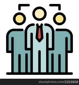 Business team icon. Outline business team vector icon color flat isolated. Business team icon color outline vector