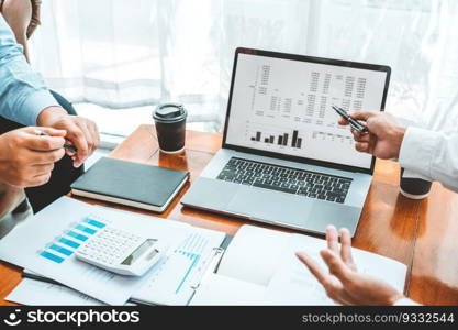 Business team meeting Strategy Planning with new startup project plan Finance and Economy Graph with laptop successful teamwork