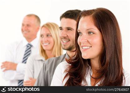 Business team professional people profile view looking aside bright future