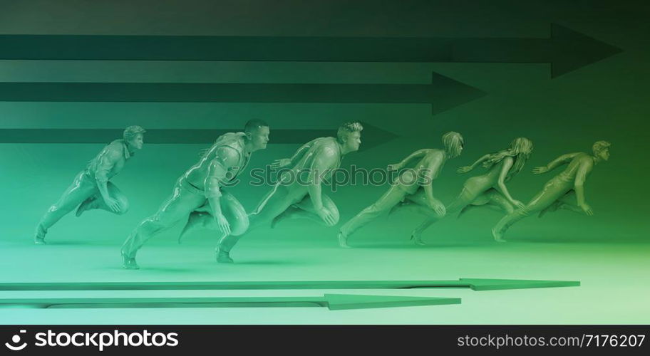 Business Team Running Towards Achieving Success Concept. Business Team Running