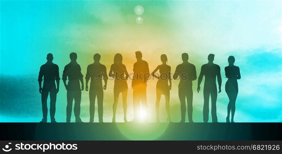 Business Team Silhouette as a Concept Illustration. Crowdsourcing
