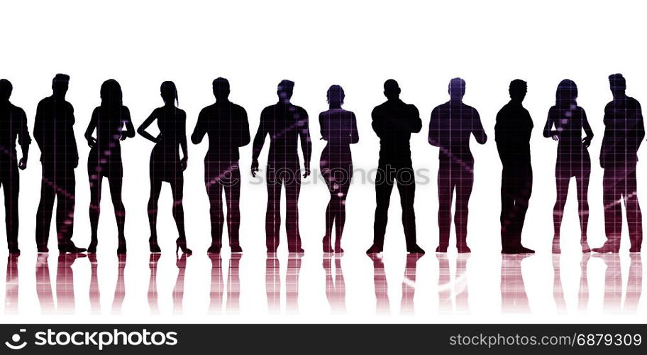 Business Team Standing in a Row Business Concept. Business Team