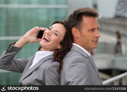 Business team with mobile phone