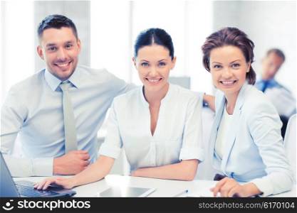 business team working with tablet pc and laptop in office. business team working in office